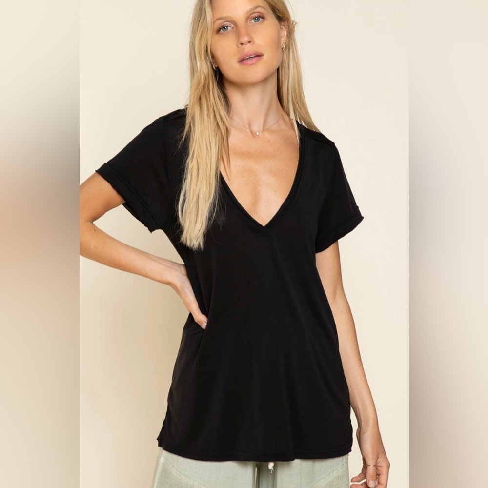The Necessary Long Line Loose Fit Deep V Tee NWT